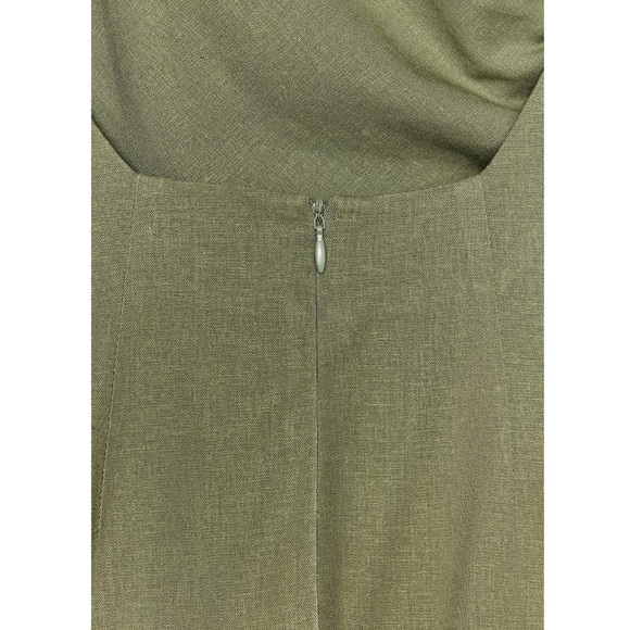 ZARA Assymetric Midi Dress with Linen L/XL Khaki- runs small - Picture 10 of 12